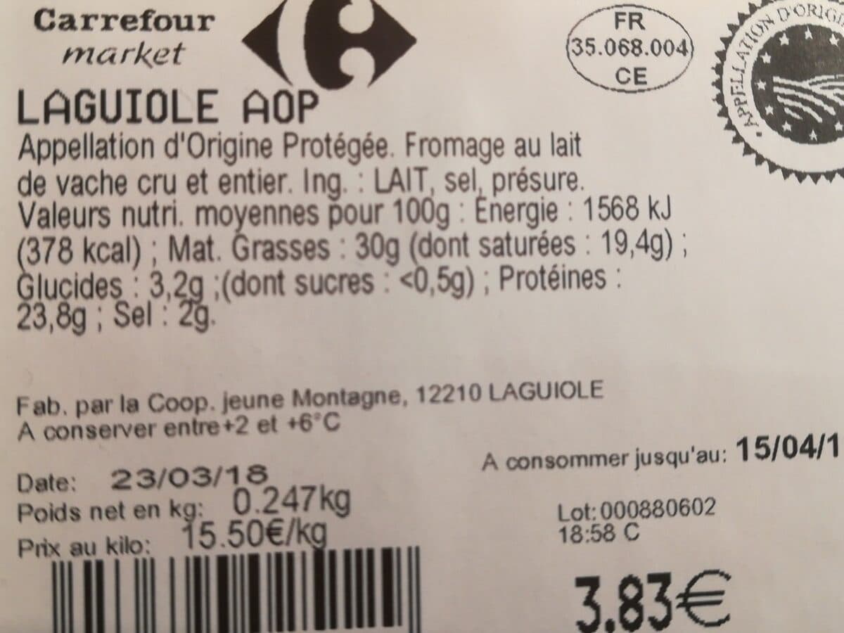 Open Food Facts Laguiole AOP packshot