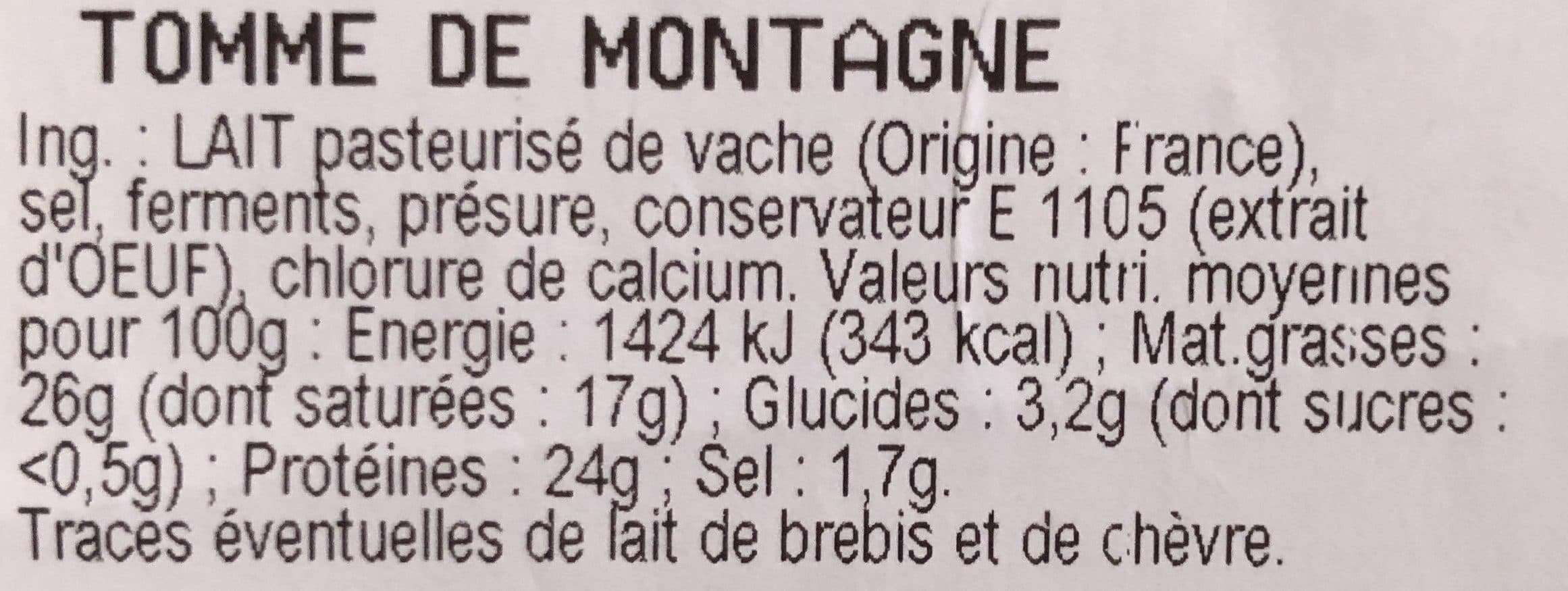 Carrefour Market Tomme de montagne packshot