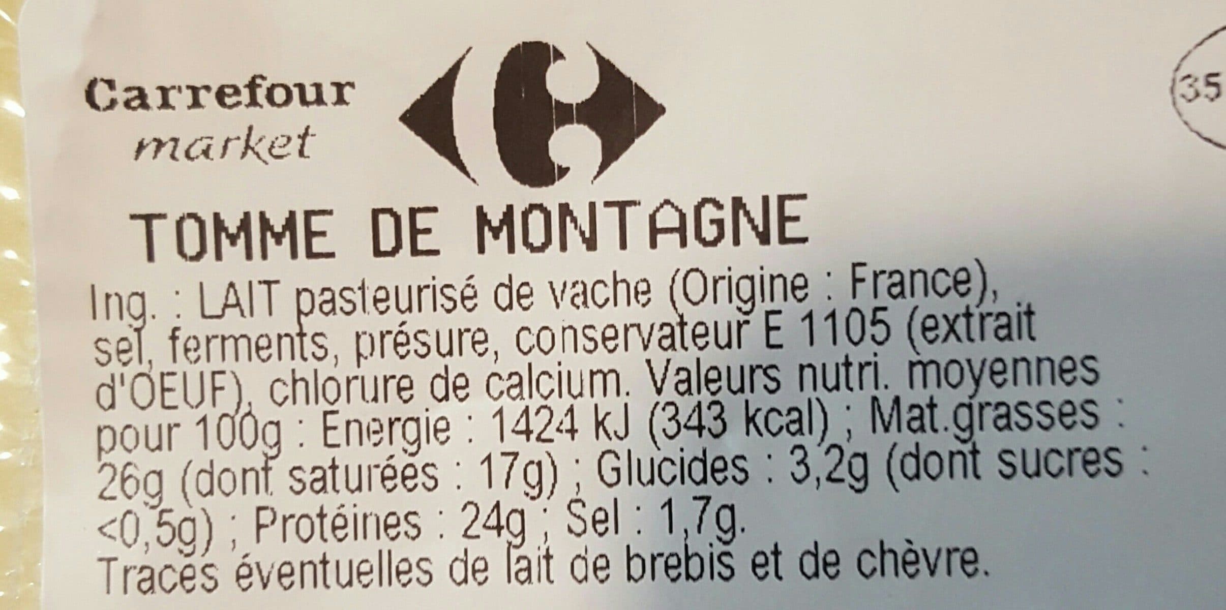 Open Food Facts Tomme de Montagne packshot