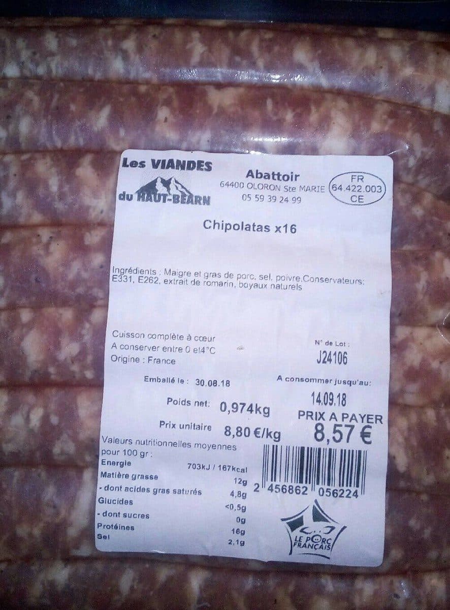 Open Food Facts Chipolatas packshot