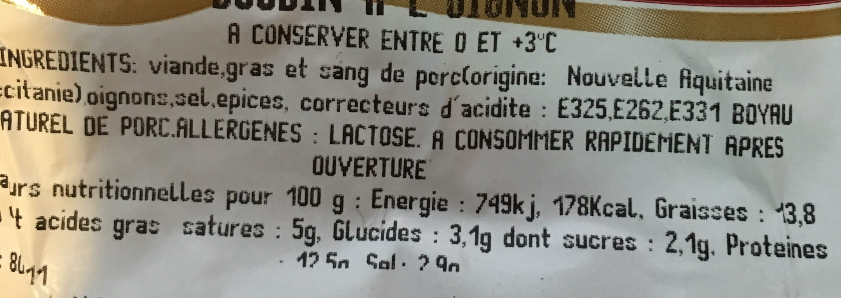 André Cazaux Boudin a l’oignon packshot
