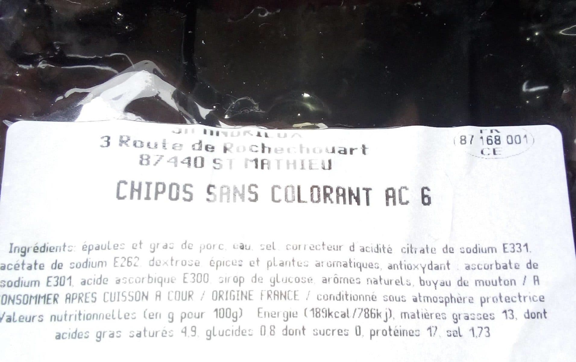Open Food Facts Chipolatas sans colorant packshot