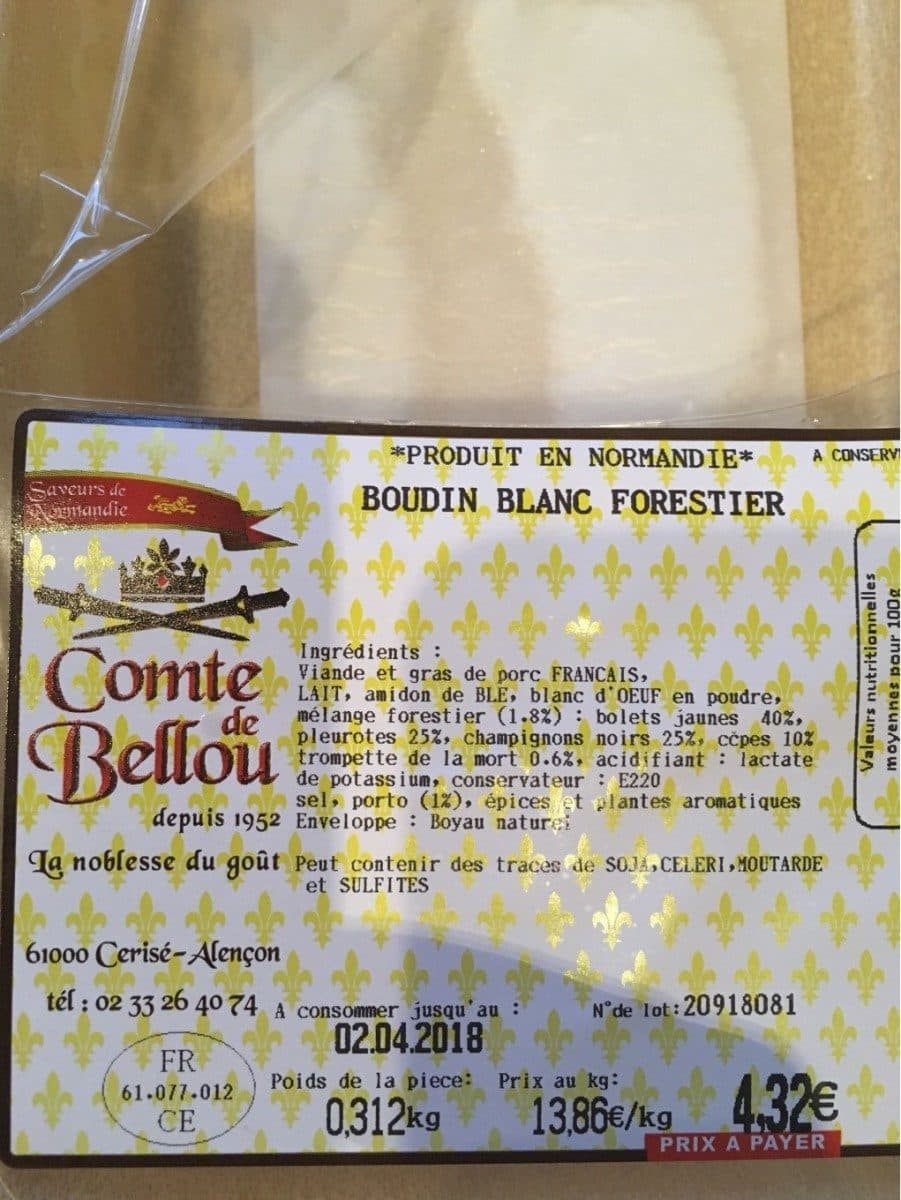 Open Food Facts Boudin blanc forestier packshot