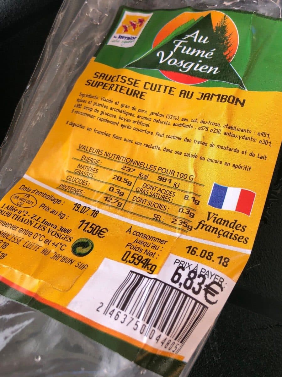 Open Food Facts Saucisse cuit au jambon superieur packshot