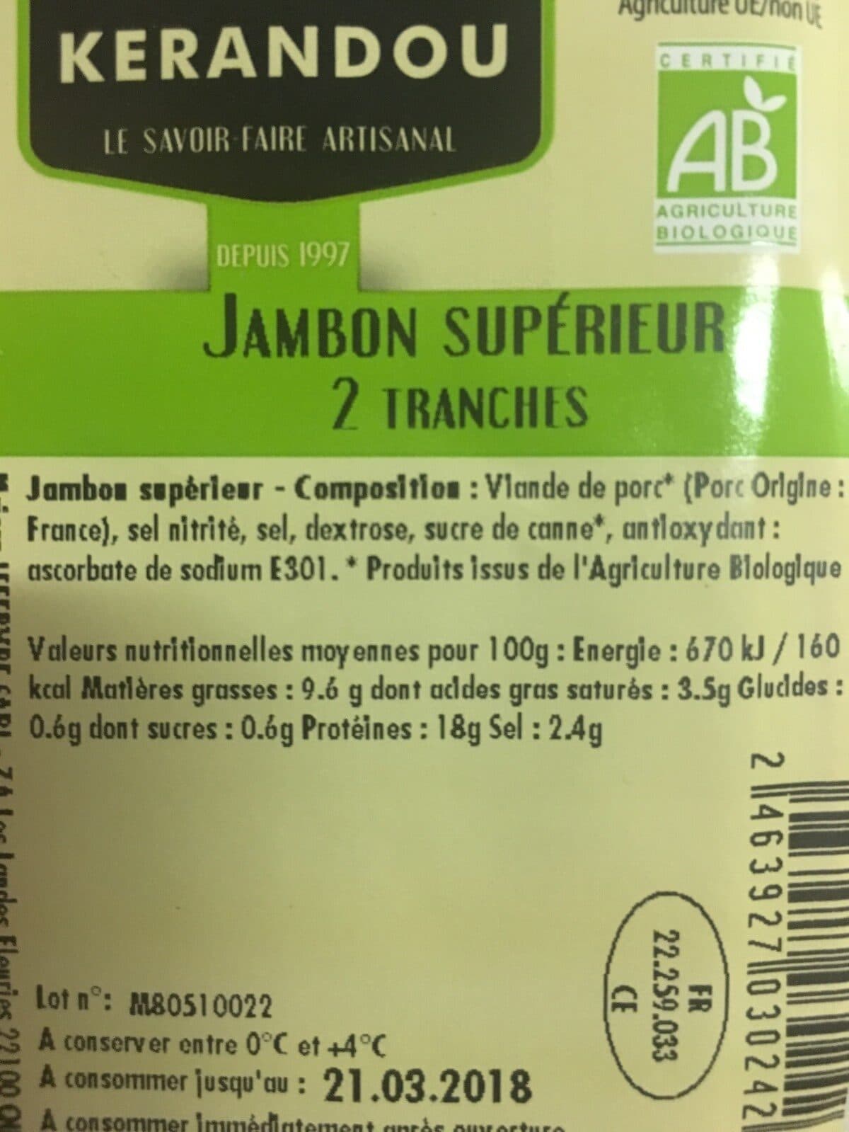 Kerandou Jambon superieur packshot