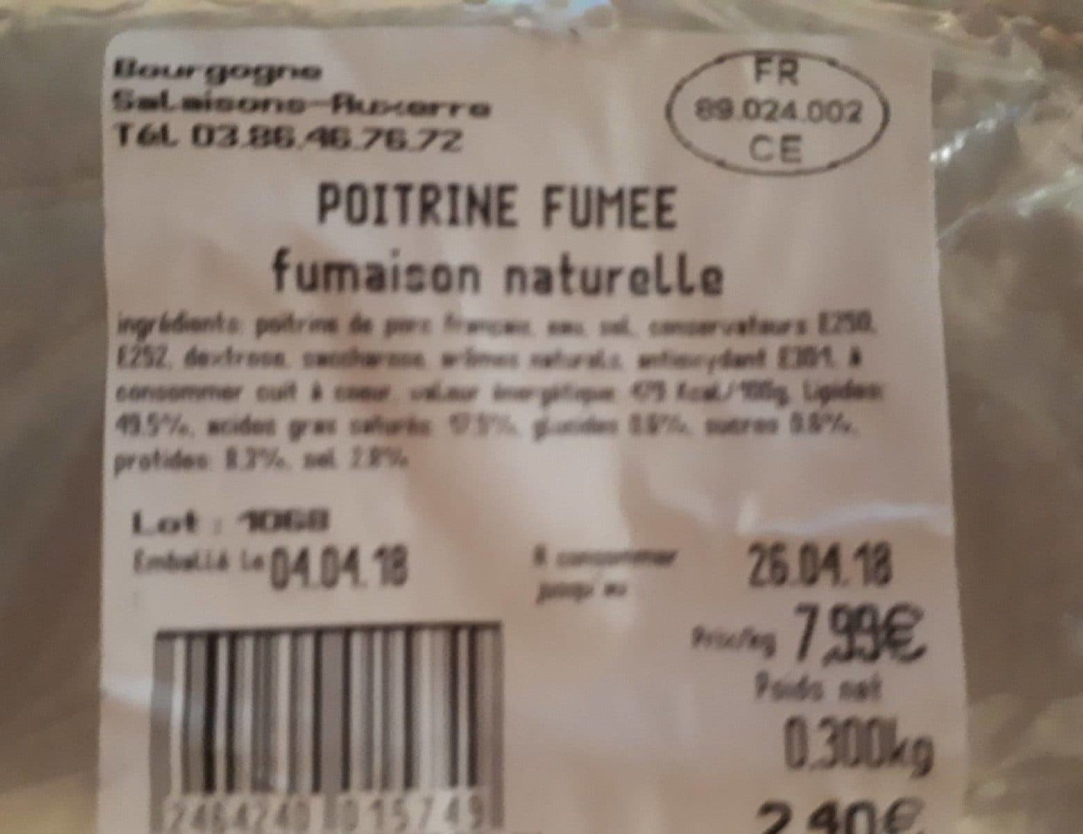 Open Food Facts Poitrine fumée fumaison naturelle packshot