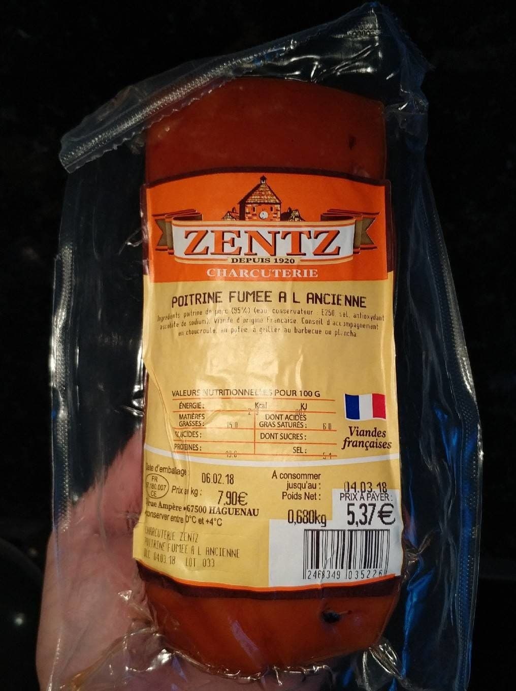 Zentz Poitrine fumée a l'ancienne packshot