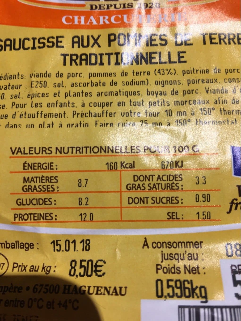 Zentz Saucisse aux pommes de terre packshot