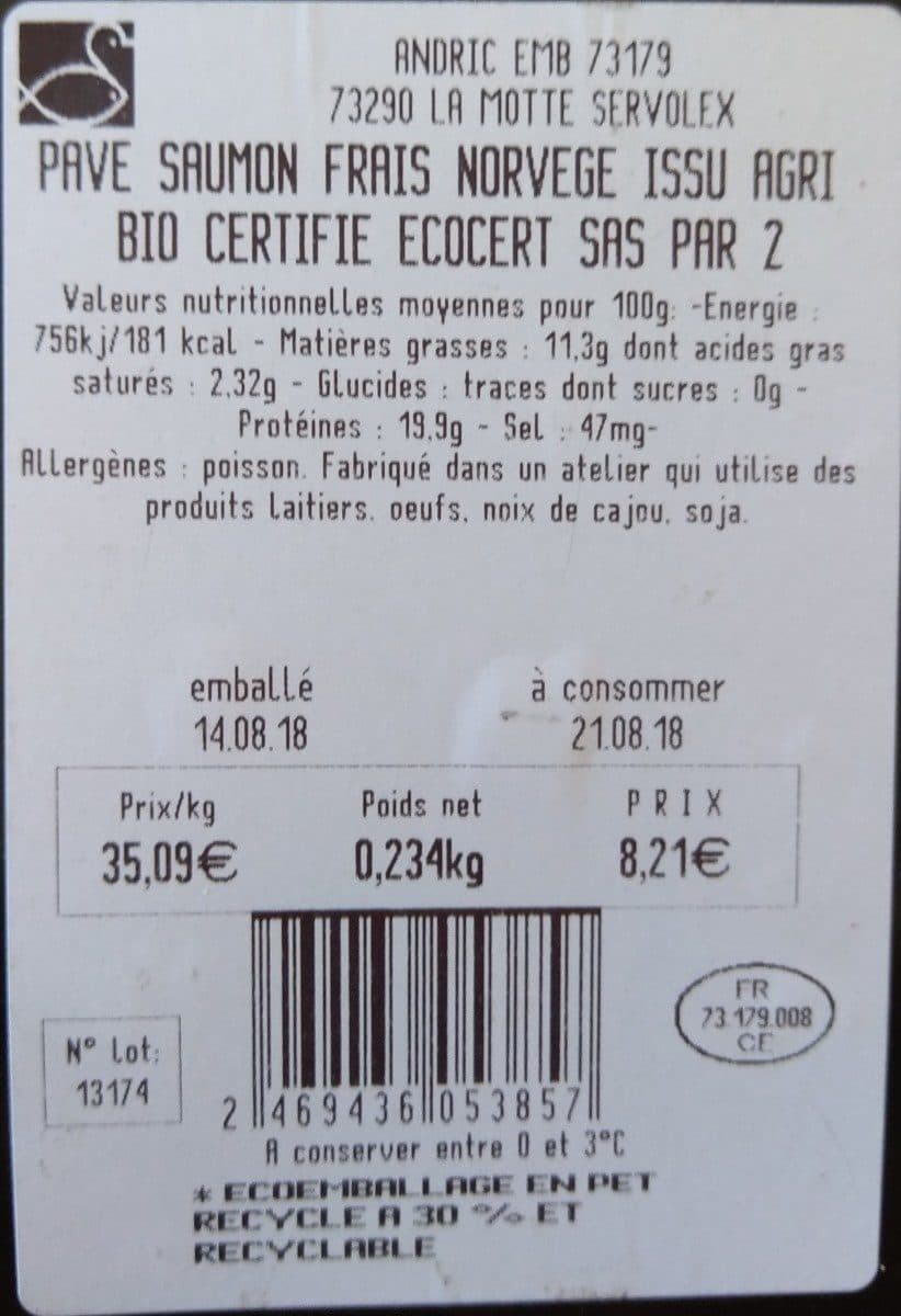 Open Food Facts Saumon biologique packshot