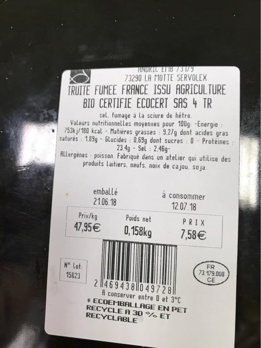 Open Food Facts L'art de la truite biologique packshot