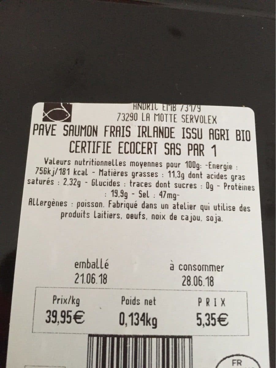 Open Food Facts Saumon biologique packshot