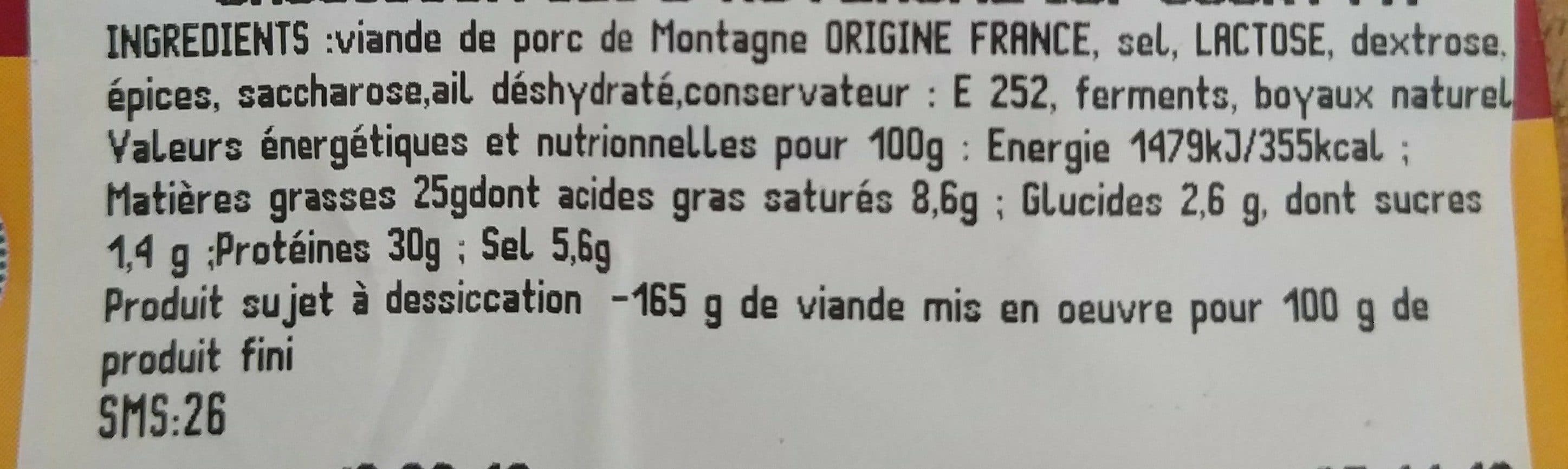 Open Food Facts Saucisson sec d'Auvergne packshot