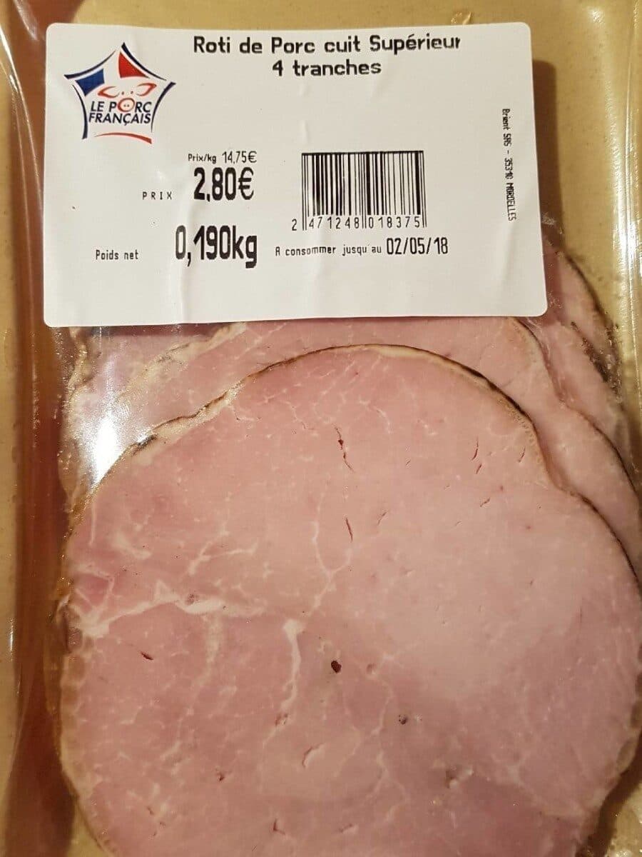 Open Food Facts Rôti de porc cuit supérieur 4 tranches 174g packshot
