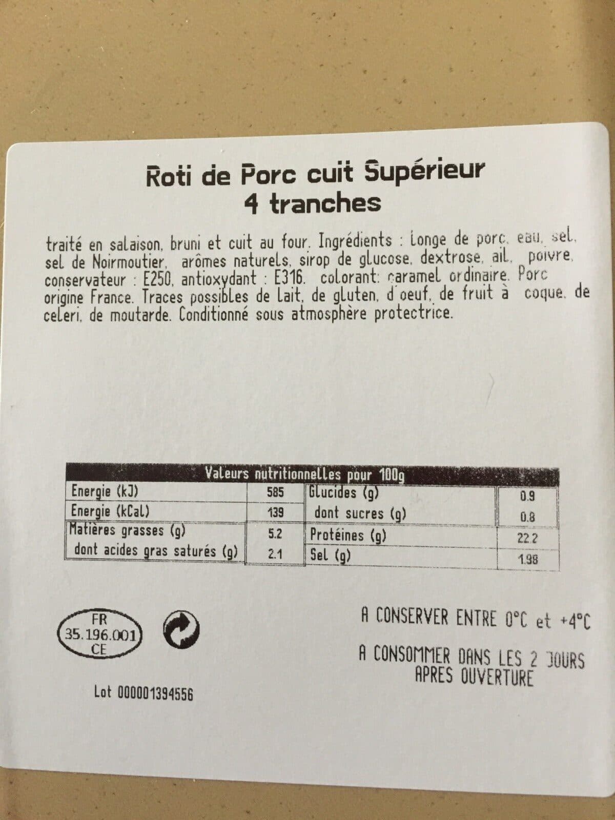 Open Food Facts Roti de porc cuit superieur packshot