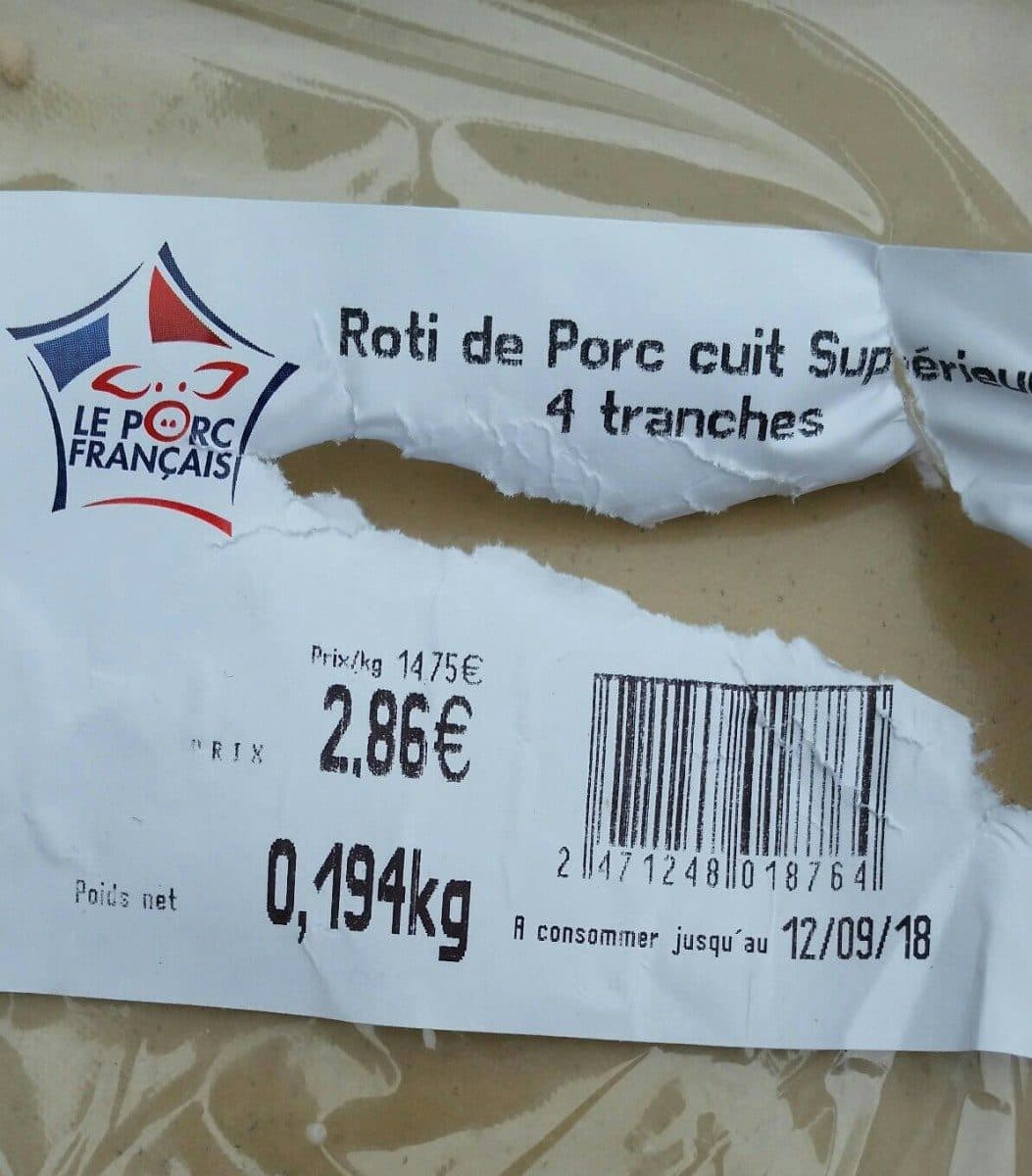Open Food Facts Roti de porc cuit supérieur packshot