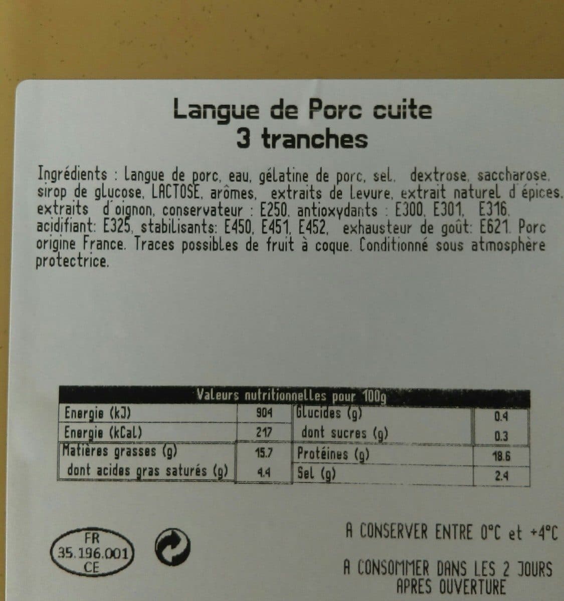 Open Food Facts Langue de porc cuite packshot