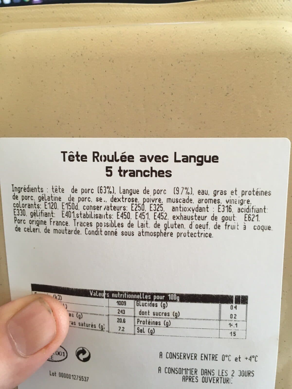 Open Food Facts Tete roulée avec langue packshot