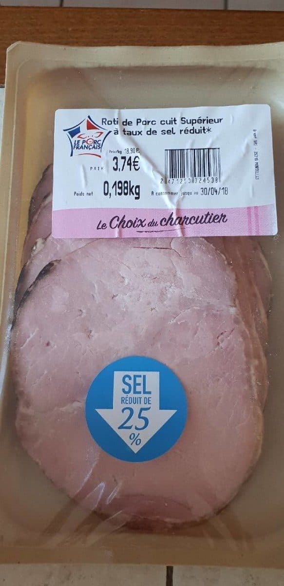 Open Food Facts Rôti de porc cuit supérieur à taux de sel réduit packshot