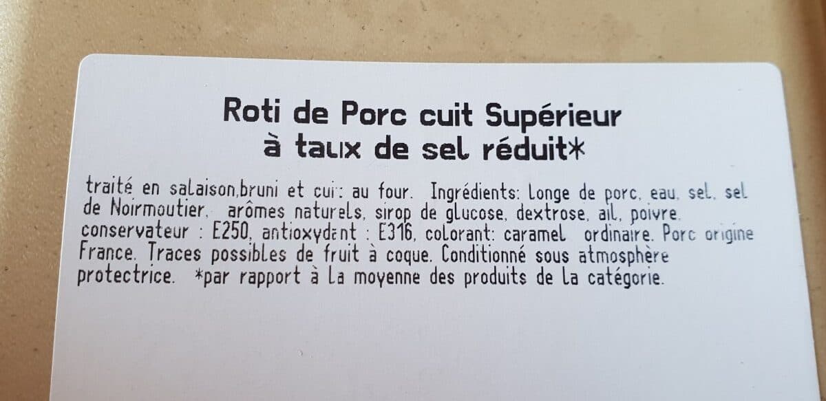 Open Food Facts Rôti de porc cuit supérieur à taux de sel réduit packshot