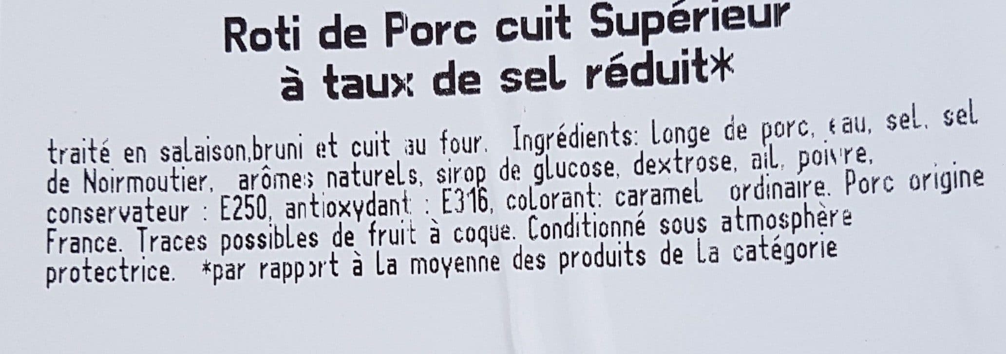 Open Food Facts Rôti de porc cuit supérieur à taux de sel réduit packshot