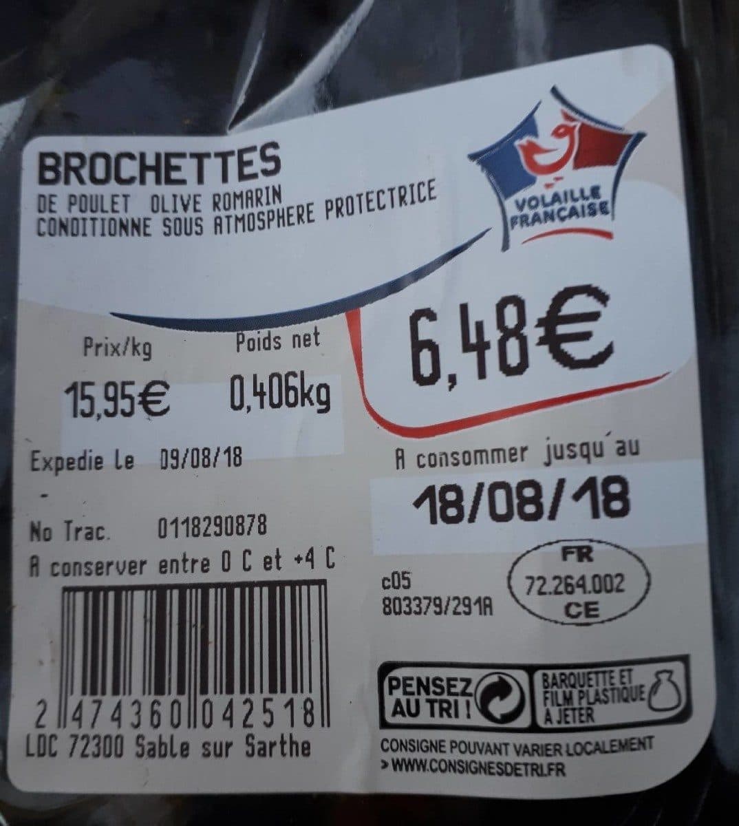 Open Food Facts Brochettes poulet olive romarin packshot