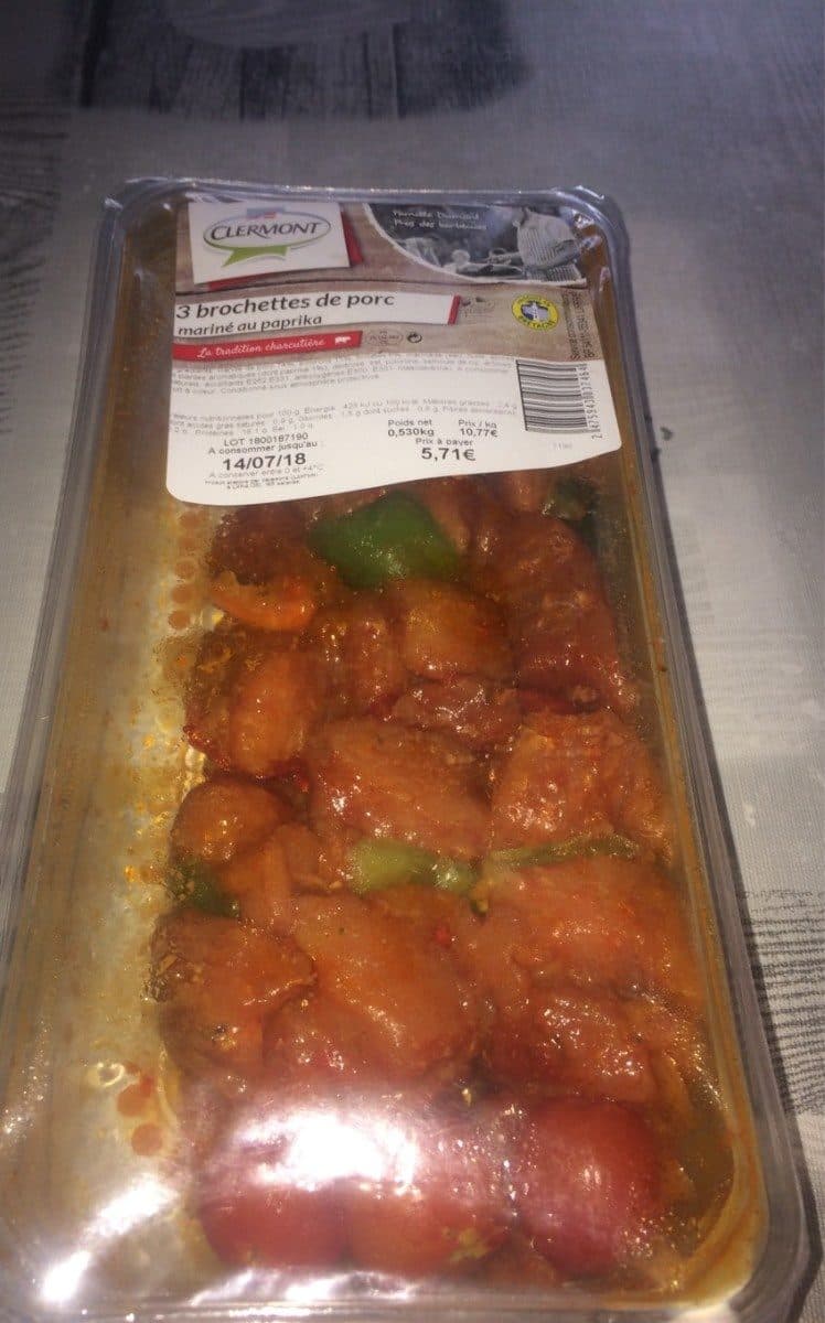 Open Food Facts 3 prochettes de porc (paprika) packshot