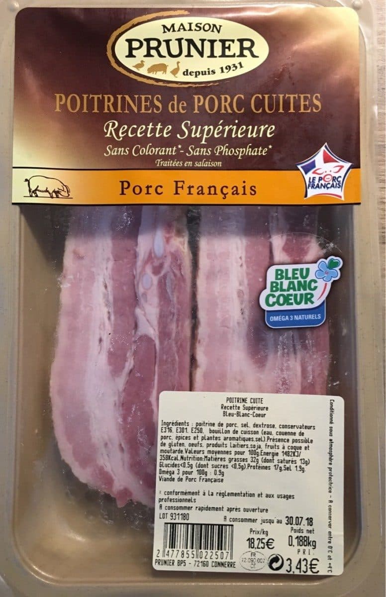 Maison Prunier Poitrines de porc cuites packshot