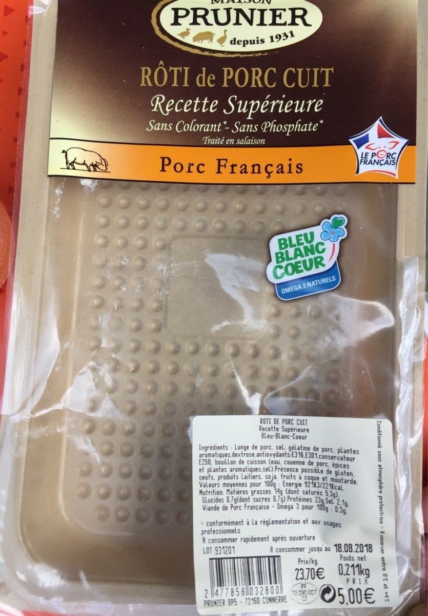Maison Prunier Rôti de porc cuit packshot