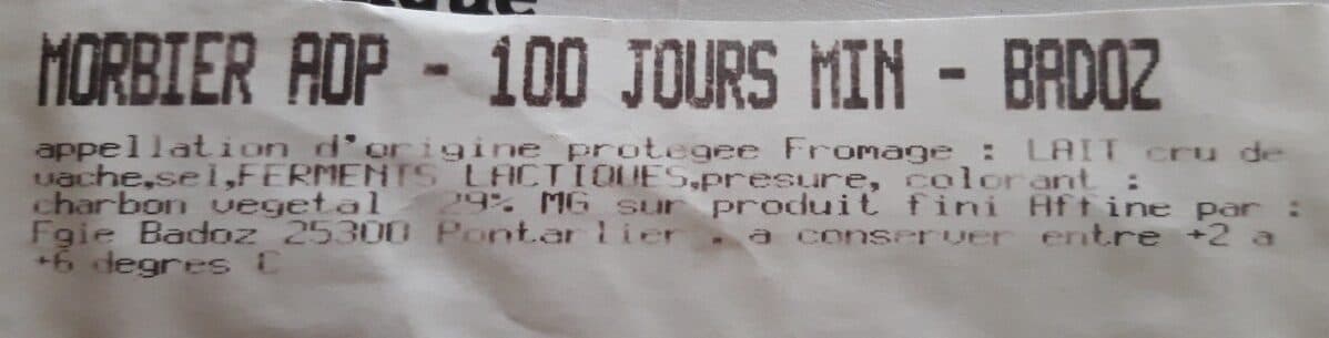 Open Food Facts Morbier AOP 100 jours MIN BADOZ packshot