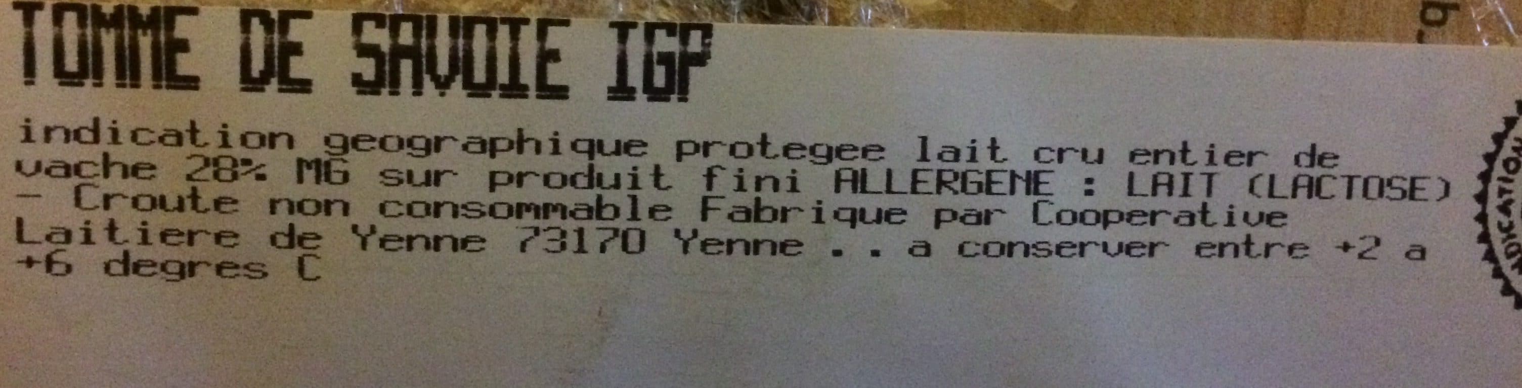 Le Fromager des Halles Tome de savoie. packshot