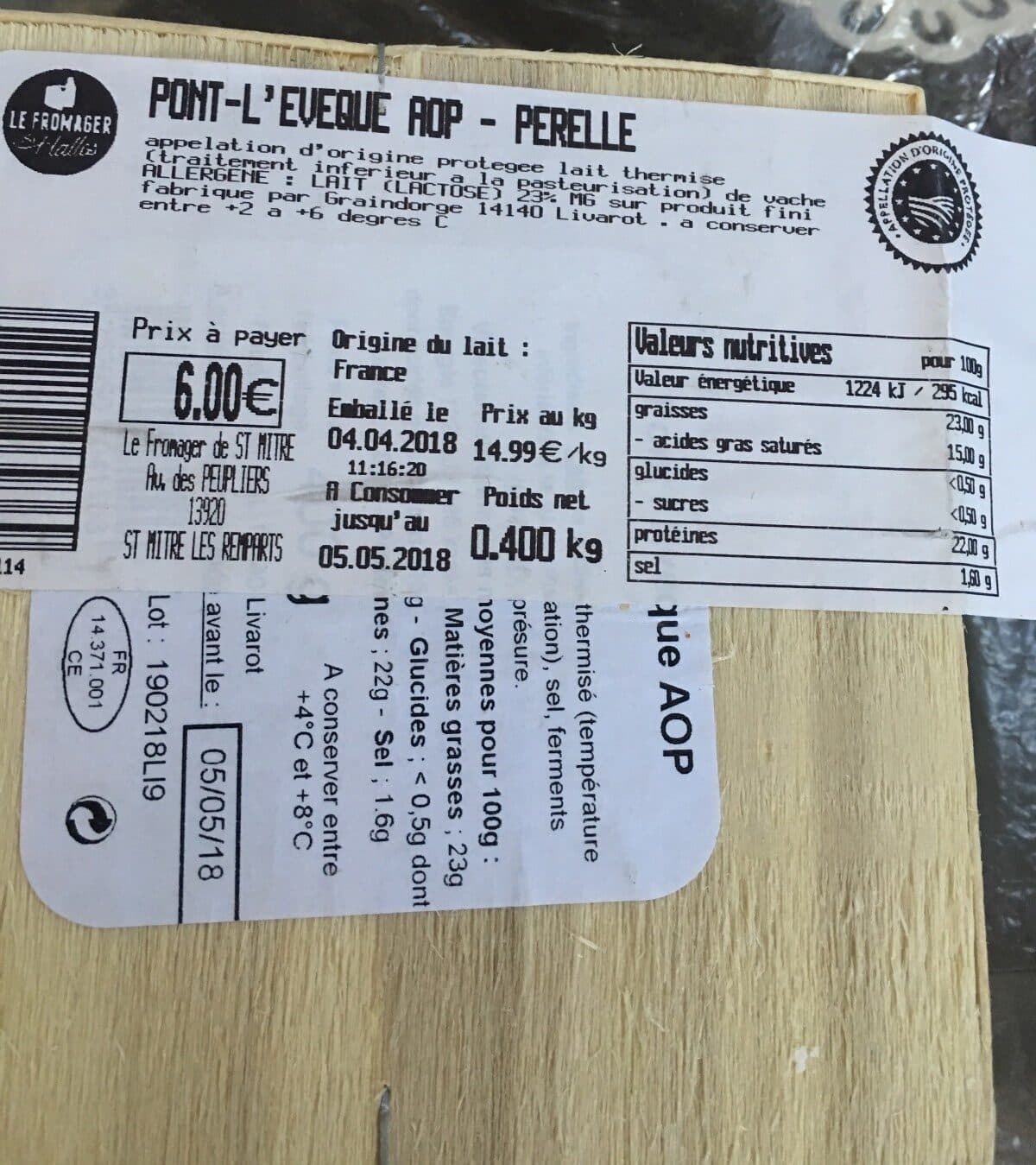 Open Food Facts Pont l'eveque packshot