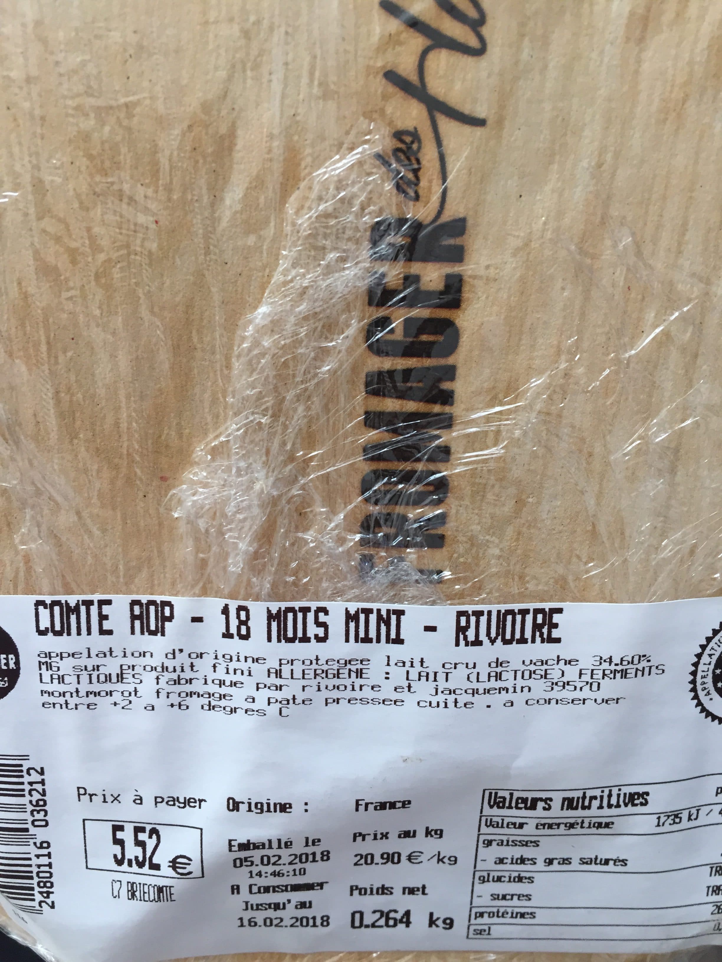 Le Fromager Comte aop 18 mois rivoire packshot