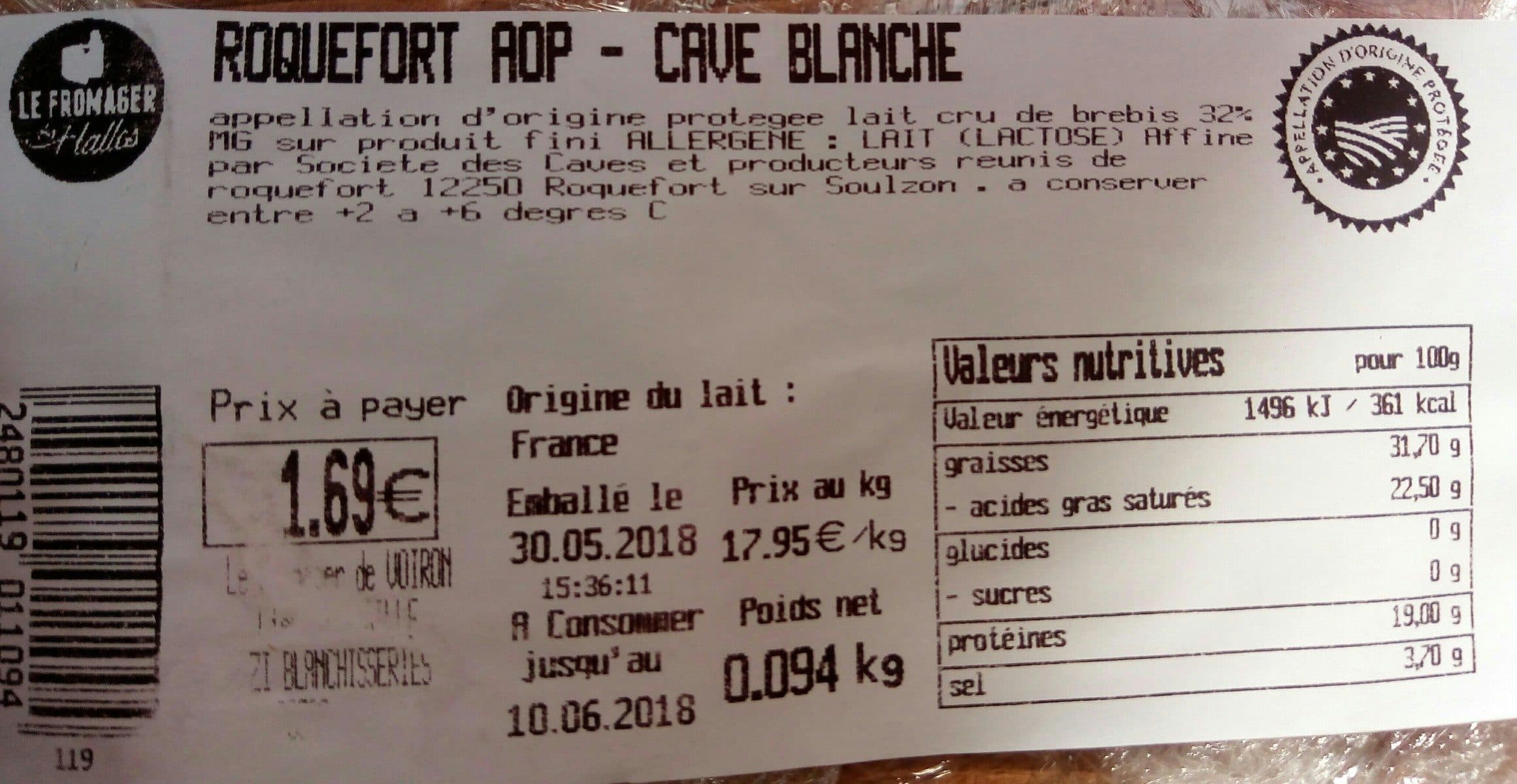 Le Fromager Des Halles Roquefort Aop - Cave Blanche packshot