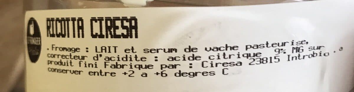 Open Food Facts Ricotta packshot