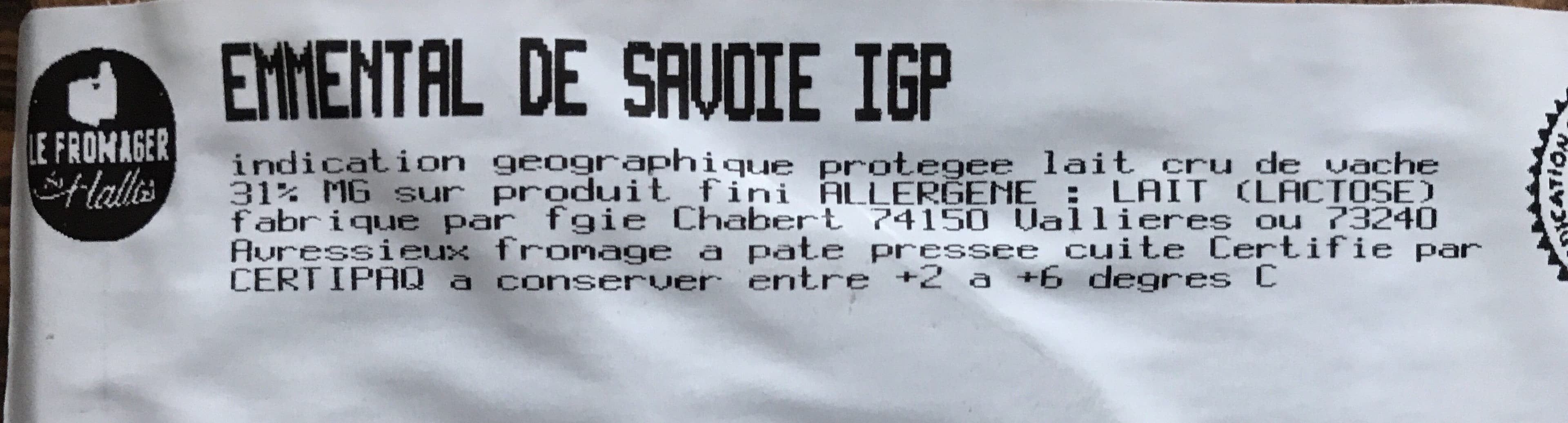 Le Fromager Des Halles EMMENTAL DE SAVOIE IGP packshot