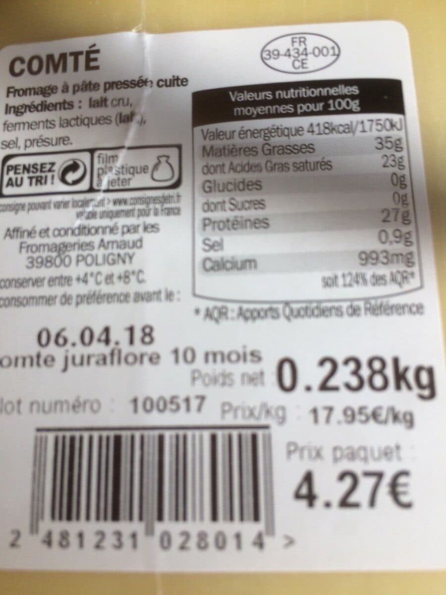 Open Food Facts Comte packshot