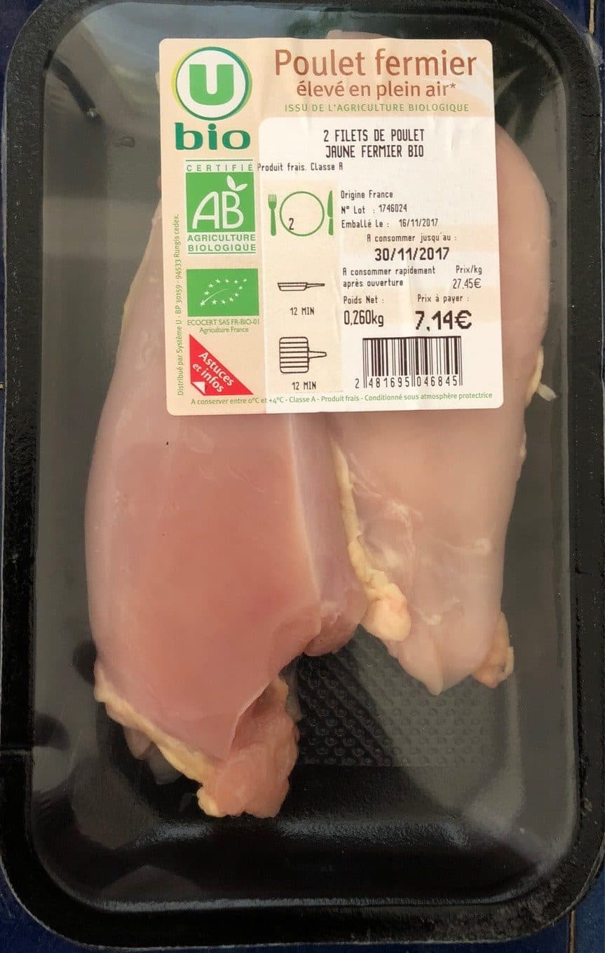 U Filets de Poulet Jaune Fermier packshot