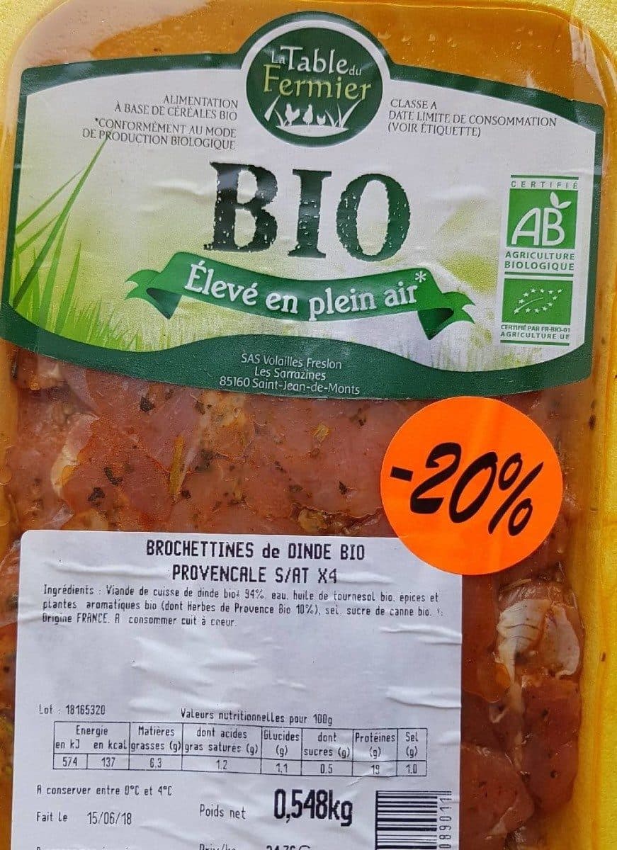 Open Food Facts Brochettines de dinde bio provencale packshot