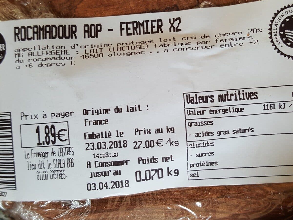 Open Food Facts Rocamadour packshot