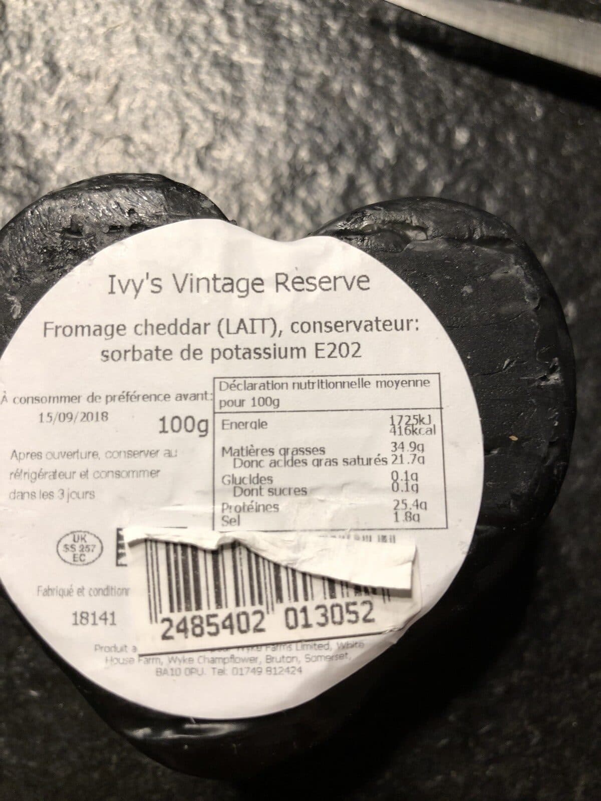 Open Food Facts Cheddar ivy's vintage reserve packshot