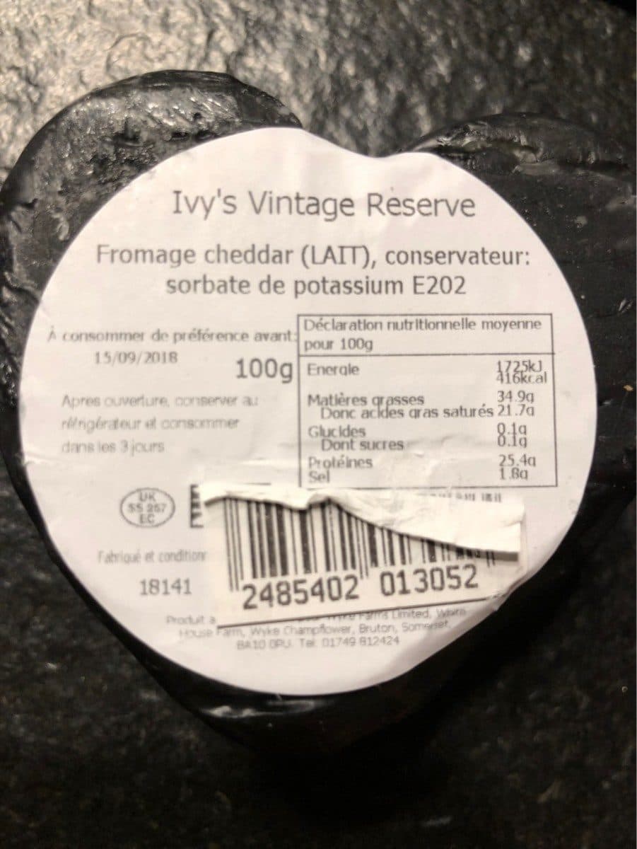 Open Food Facts Cheddar ivy's vintage reserve packshot