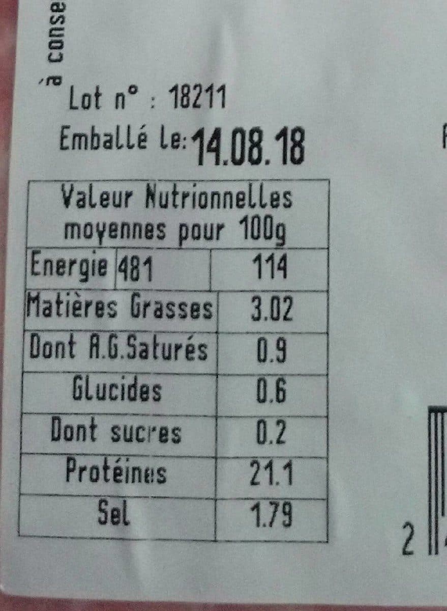 Open Food Facts Jambon cuit supérieur fumé sans os packshot