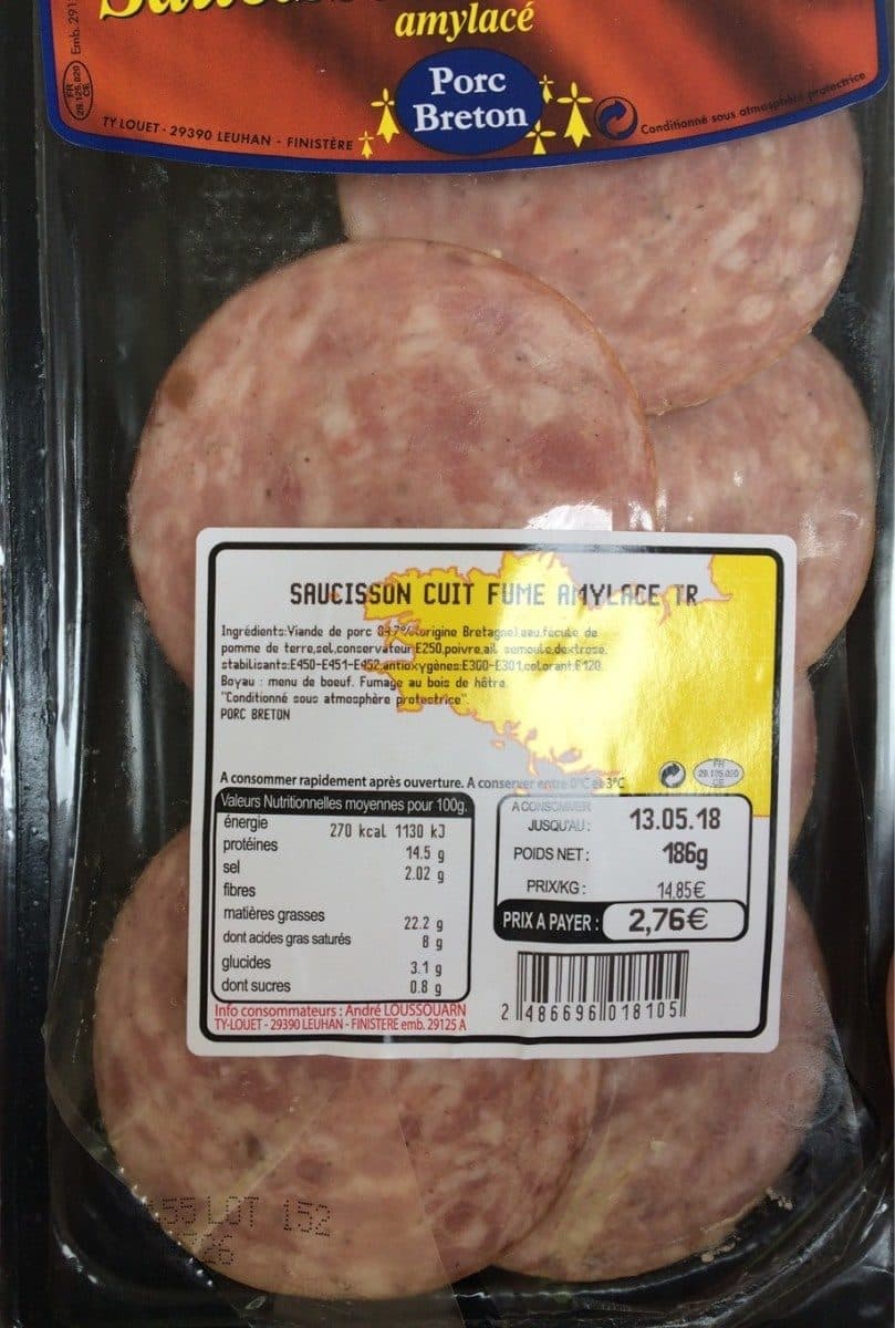 Open Food Facts Saucisson cuit fumé amylace tr packshot