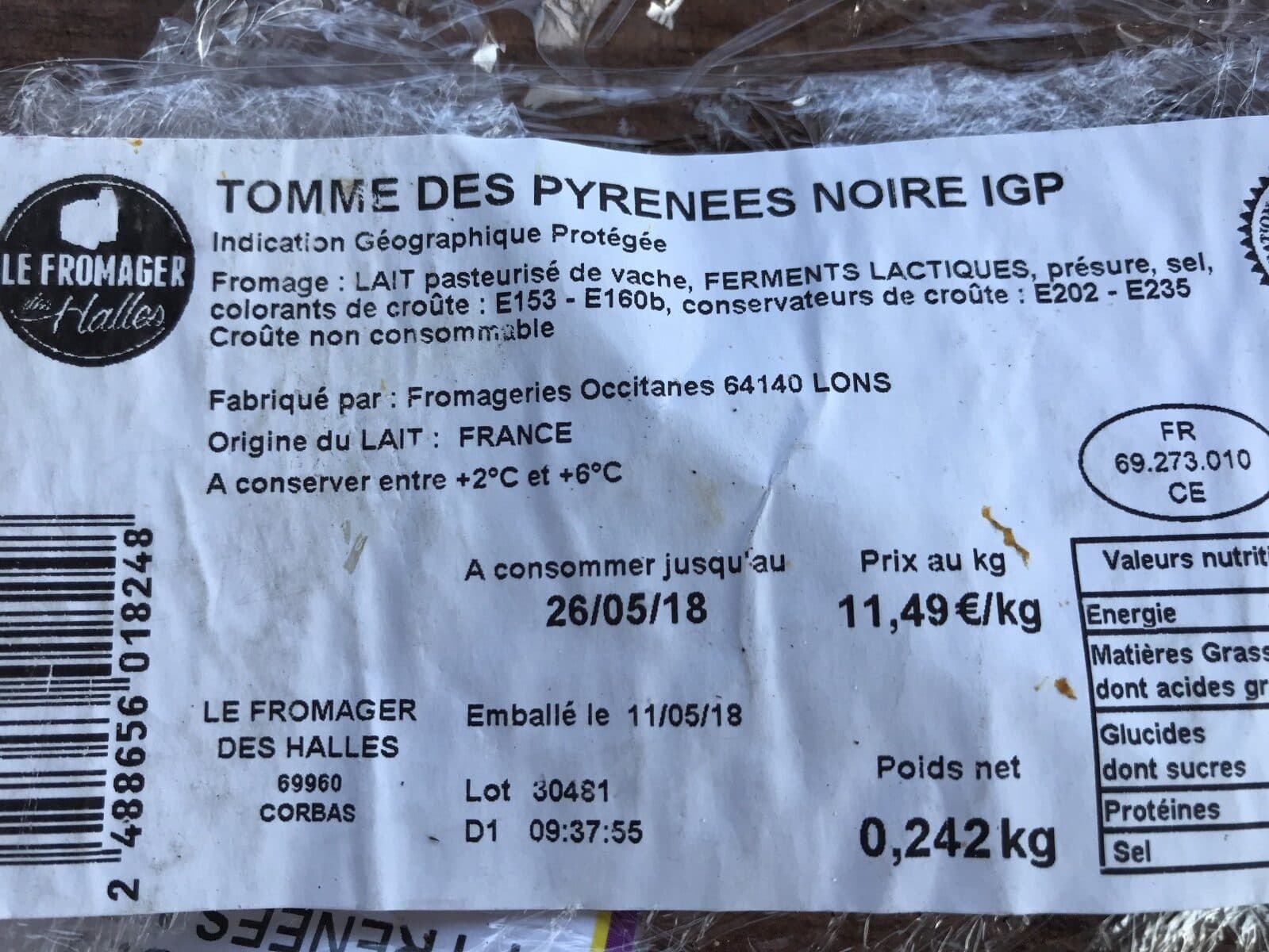 Le Fromager Des Halles Tomme des pyrenees noire packshot