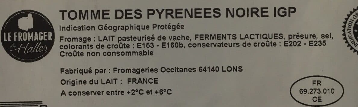 Open Food Facts Tomme des pyrenees noire igp packshot