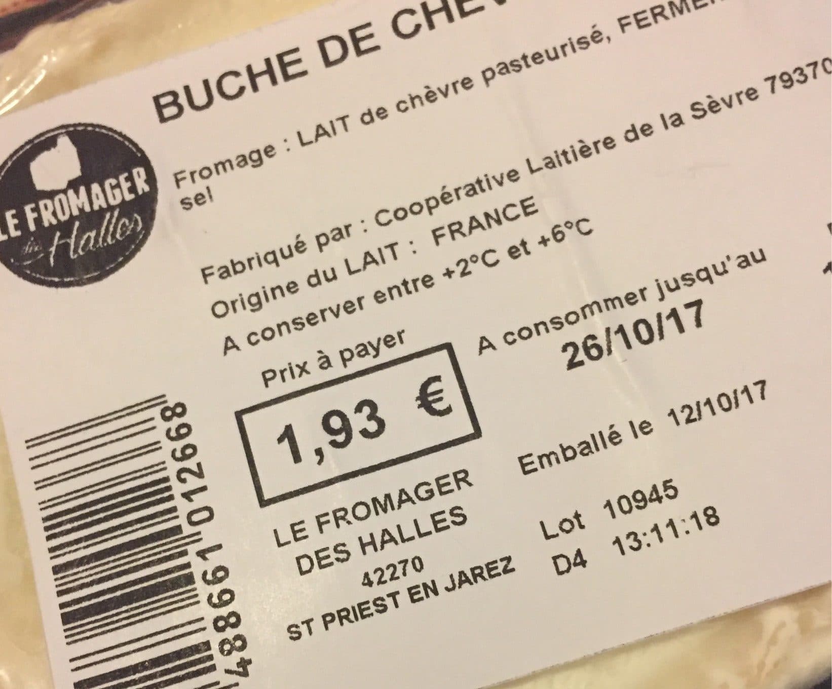 Le Fromager Des Halles Buche de chèvre packshot