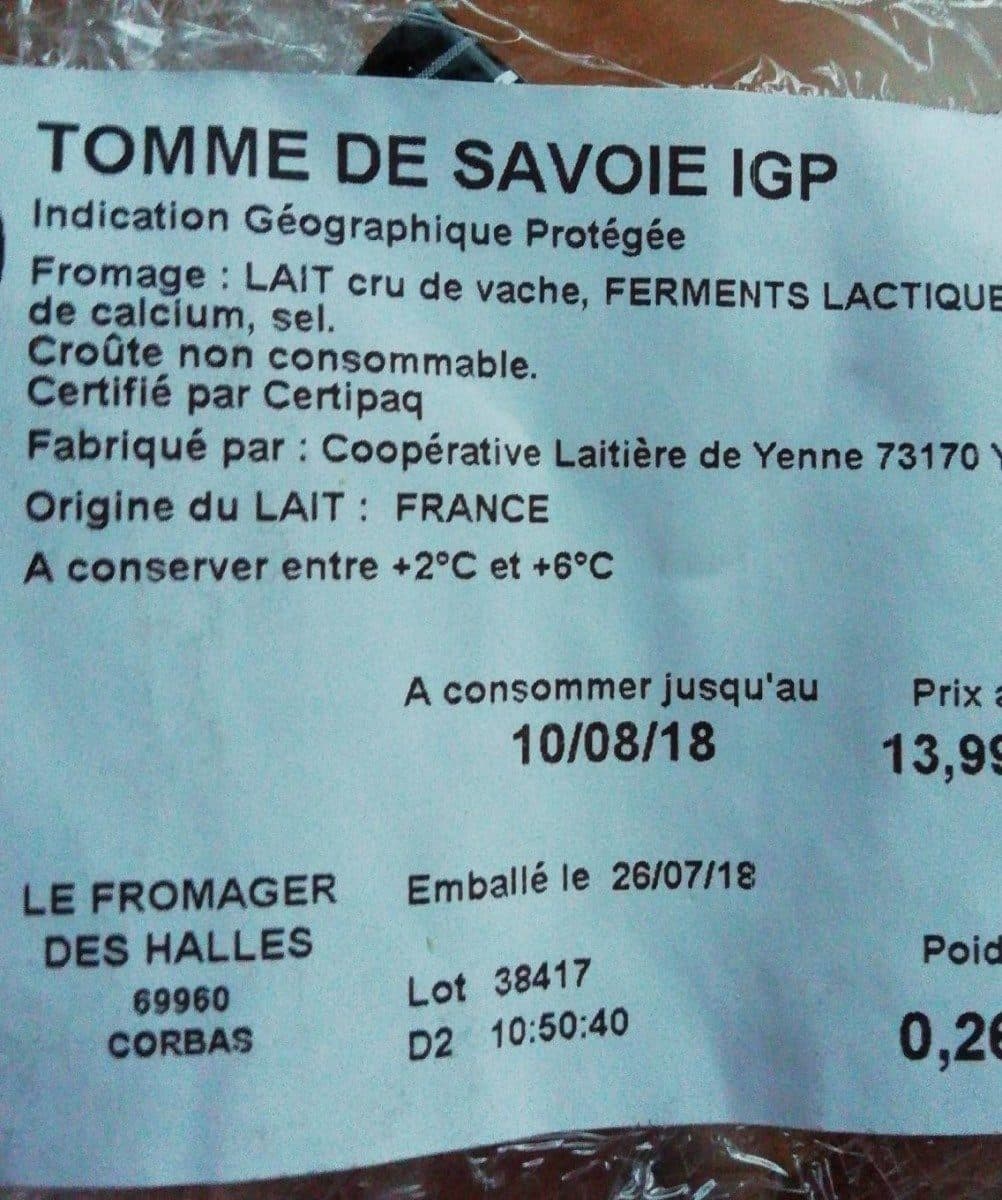 Le Fromager Des Halles Tome de Savoie IGP packshot