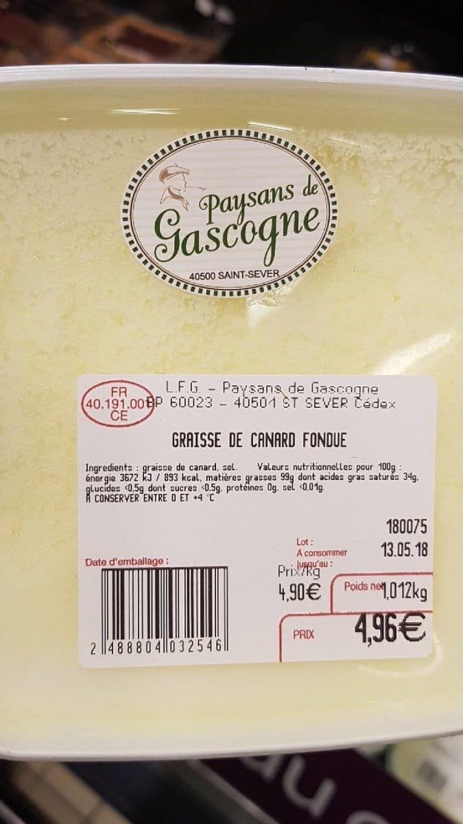 Paysans de Gascogne Graisse de canard fondue packshot