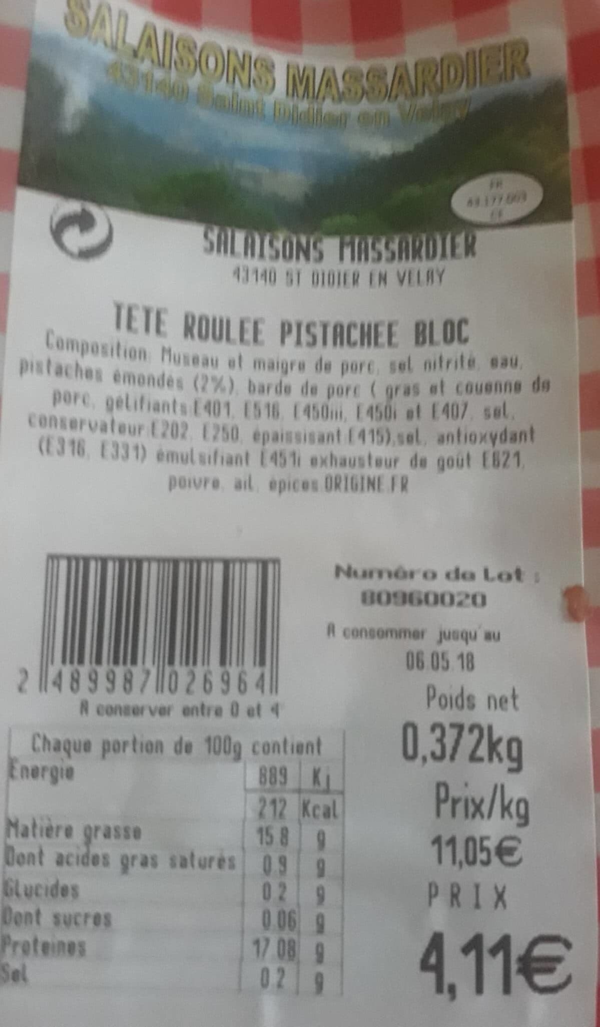 Open Food Facts Tête roulée pistaches packshot