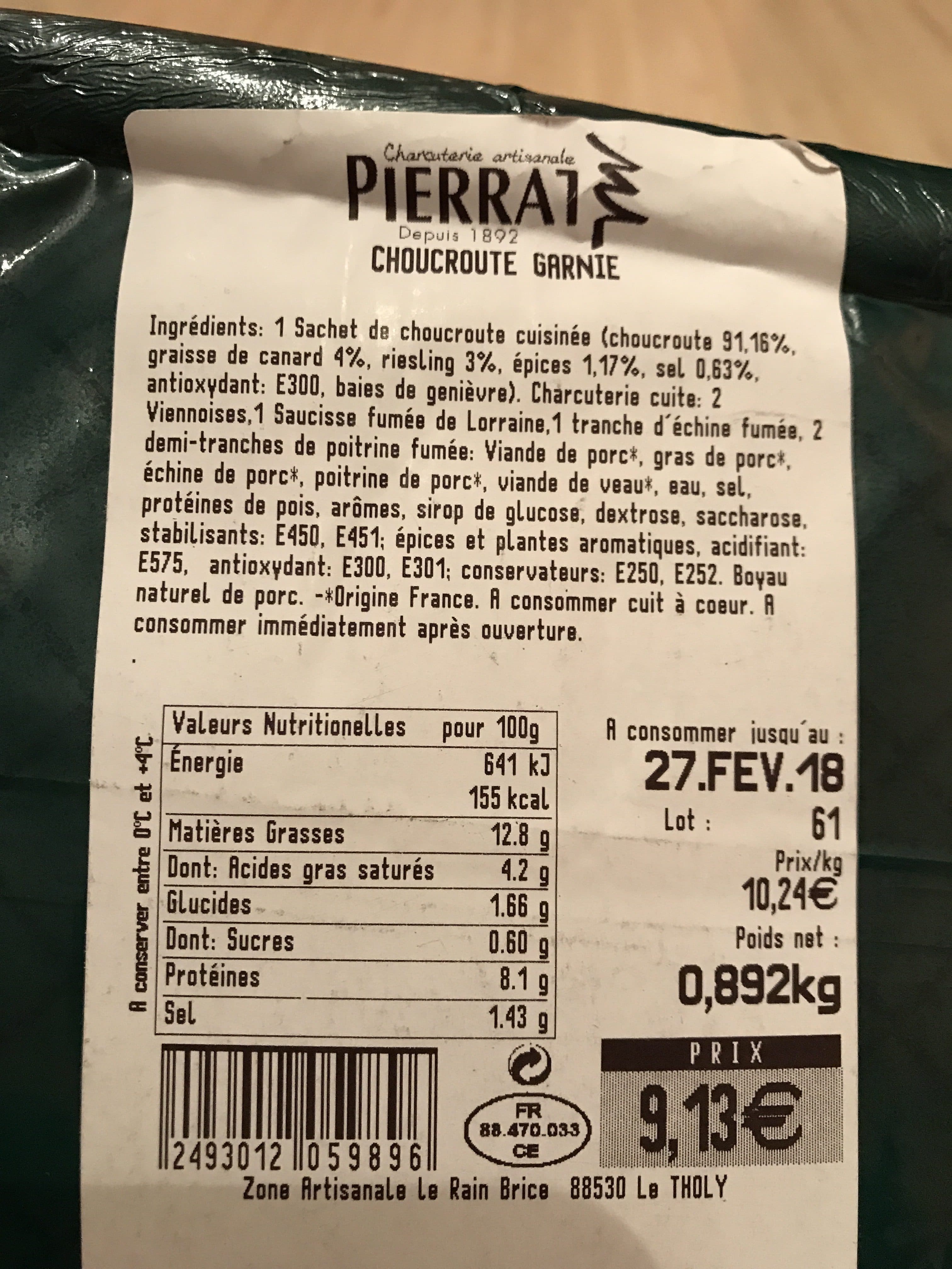 Pierrat Choucroute garnie packshot